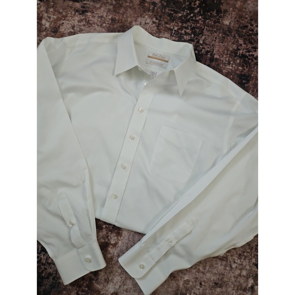 Roundtree & Yorke Gold Label White Non-Iron Dress Shirt Size 18 37 Tall